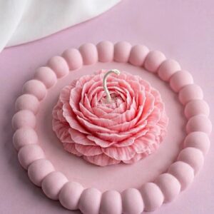 (1 Pc) Poney flower Scented candle with tray in multi colours customization also available