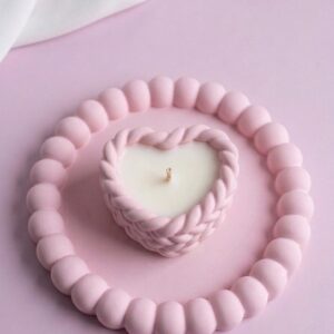 (1 Pc) Stylish Scented Heart Pot Candle with Tray | Perfect for Relaxation & Decore | Scented Heart candle | Heart Pot Candle | Candle