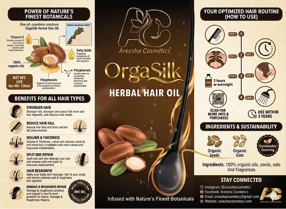 OrgaSilk Herbal Hair Oil By Areesha Cosmetics - Image 2