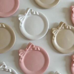 Concrete Small Bow Trinket Tray Elegant Home Decor Organizer