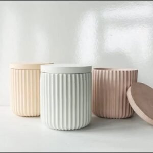 Ribbed Concrete Candle Holder | Handmade Minimalist Home Decor & Modern Tabletop Decoration