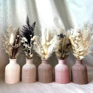 Handmade Concrete Vase | Ribbed & Fluted Decorative Flower Vase | Modern Minimalist Home Decor for Dried Flowers & Pampas Grass